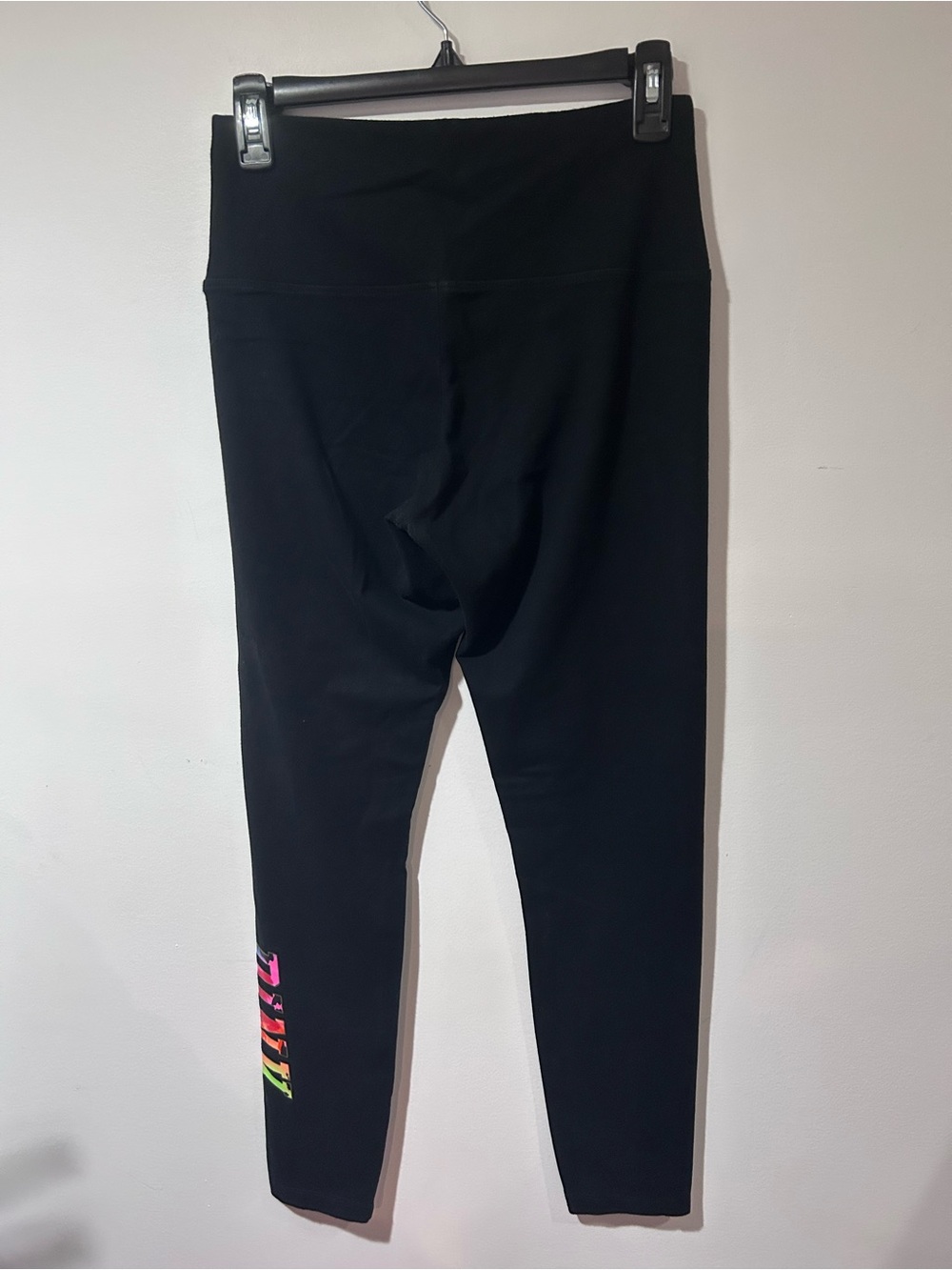 PINK Victoria's Secret Black Leggings with Multicolor Side Logo - Picture 3 of 9